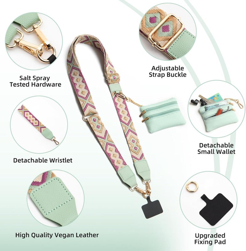 CUEDM Cell Phone Lanyard Crossbody,Adjustable Cell Phone Strap with Wristlet,Clip and Go Strap for Phone with Wallet - Image 4